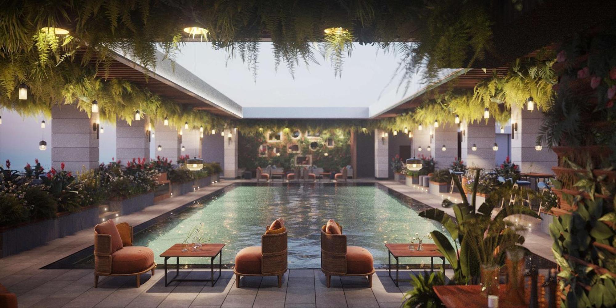Отель Doubletree By Hilton Doha Downtown Экстерьер фото The rooftop pool at the hotel